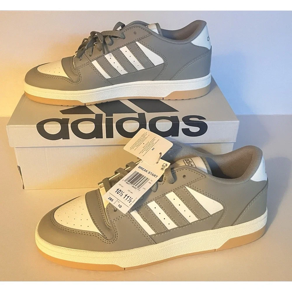 adidas Break Start Silver Pebble/Chalk White Men's Sneakers New W/ Box - IH7966